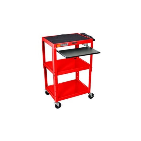 Luxor Global Industrial Adjustable Steel Workstation With Sliding Keyboard Shelf Red AVJ42KB-RD